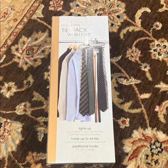 Revolving Tie Rack with Light - Black - Picture 1 of 2